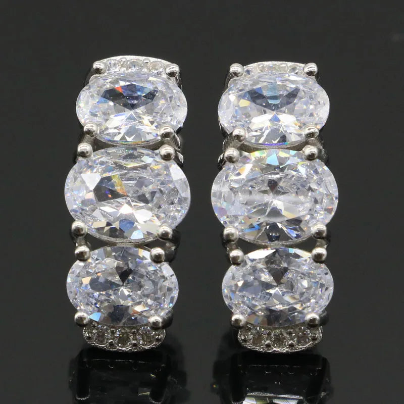 Real Red Ruby Created Violet Tanzanite CZ Silver Stud Earrings