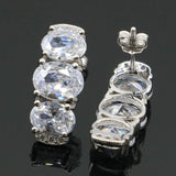 Real Red Ruby Created Violet Tanzanite CZ Silver Stud Earrings
