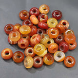 14x8mm Red Agate Round Big Hole Beads Jewelry Making 30Pcs