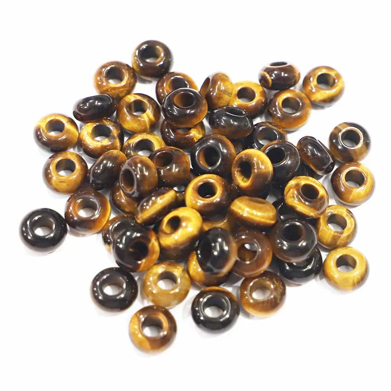 14x8mm Tigers Eye Stone Round Big Hole Beads DIY Jewelry 30Pcs