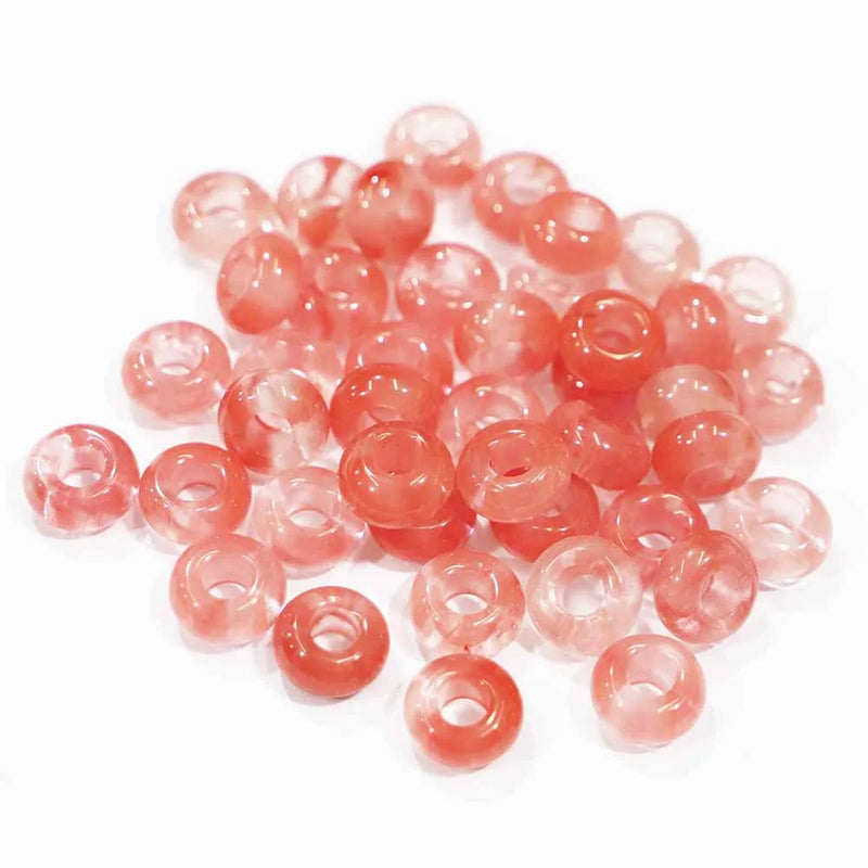 Watermelon Red Stone Round Big Hole Beads Jewelry Making Kit