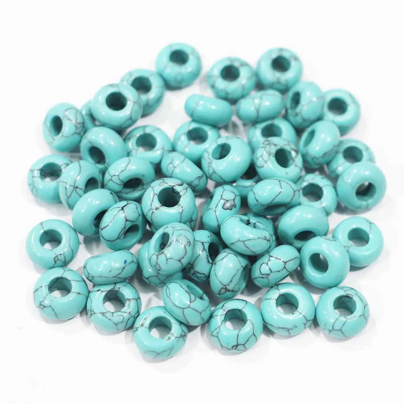 14x8mm Turquoise Stone Round Beads DIY Jewelry Making 30Pcs