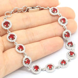 Green Emerald Red Ruby CZ Silver Bracelet Gift 6.0-7.0inch