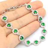 Green Emerald Red Ruby CZ Silver Bracelet Gift 6.0-7.0inch