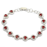 Green Emerald Red Ruby CZ Silver Bracelet Gift 6.0-7.0inch