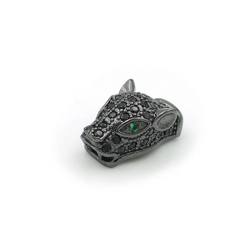 15mm Wolf Head Micro Pave CZ Beads for DIY Bracelets or Necklaces