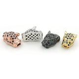 15mm Wolf Head Micro Pave CZ Beads for DIY Bracelets or Necklaces