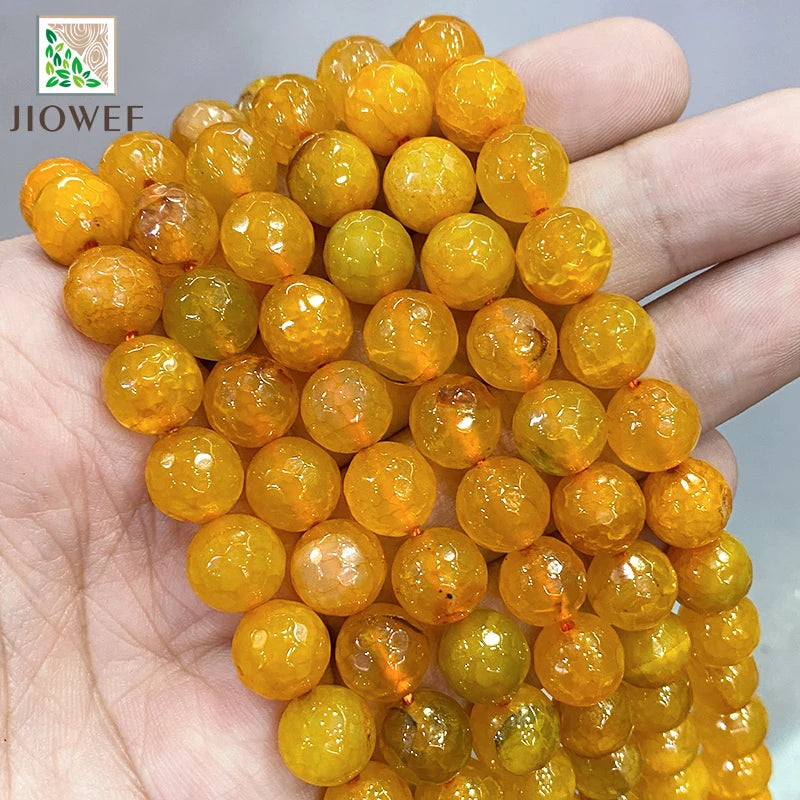 15'' 10mm Orange Dream Dragon Veins Agate Beads Jewelry Making DIY