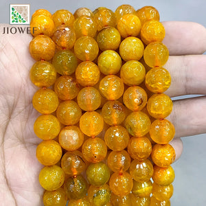 15'' 10mm Orange Dream Dragon Veins Agate Beads Jewelry Making DIY