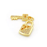 Micro Pave Clear CZ Key Lock Charm for Bracelets Necklaces