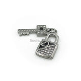 Micro Pave Clear CZ Key Lock Charm for Bracelets Necklaces