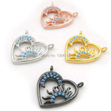 Micro Pave Kallaite CZ Heart & Crescent Charm for Necklaces