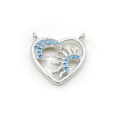Micro Pave Kallaite CZ Heart & Crescent Charm for Necklaces