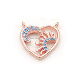 Micro Pave Kallaite CZ Heart & Crescent Charm for Necklaces