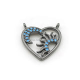 Micro Pave Kallaite CZ Heart & Crescent Charm for Necklaces