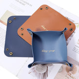 15*15CM PU Storage Box Leather Folding Desktop Storage Tray for Jewellery Cosmet