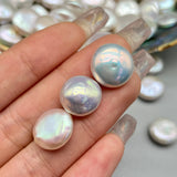 15-16mm Freshwater Button Baroque Pearl Coin Round Shape Bead