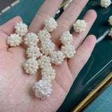 15-16mm Hand-woven Freshwater Pearl Flower Ball DIY Jewelry Flat Beads