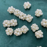 15-16mm Hand-woven Freshwater Pearl Flower Ball DIY Jewelry Flat Beads