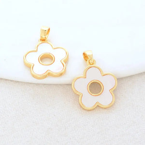 14K Brass Shell Flower Charms Pendants Jewelry Making