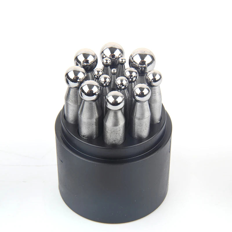 Stainless Steel Jewelry Dapping Punches Set with Block for DIY Crafts