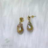Multi-color Baroque Pearl Earring 18k Ear Drop Hook Dangle Wedding