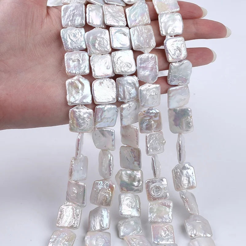 Natural Freshwater Pearl Square Loose Pearls Strand For Jewelry