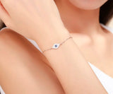 925 Sterling Silver Evil Eye Bracelet with CZ, Rose Chain for Women Girls