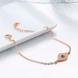 925 Sterling Silver Evil Eye Bracelet with CZ, Rose Chain for Women Girls