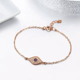 925 Sterling Silver Evil Eye Bracelet with CZ, Rose Chain for Women Girls