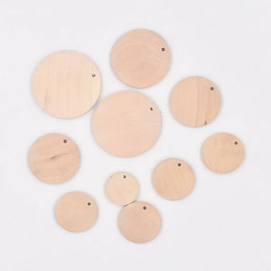 Natural Single Hole Wood Round Piece Solid Wood Chip DIY Crafts Jewelry