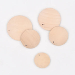 Natural Single Hole Wood Round Piece Solid Wood Chip DIY Crafts Jewelry