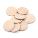 Natural Single Hole Wood Round Piece Solid Wood Chip DIY Crafts Jewelry