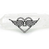 Micro Pave Clear CZ 2 Wings Heart Charm Jewelry Making Necklaces