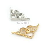 Micro Pave Clear CZ 2 Wings Heart Charm Jewelry Making Necklaces
