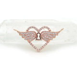 Micro Pave Clear CZ 2 Wings Heart Charm Jewelry Making Necklaces