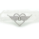Micro Pave Clear CZ 2 Wings Heart Charm Jewelry Making Necklaces