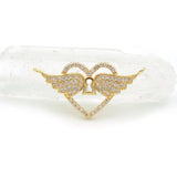 Micro Pave Clear CZ 2 Wings Heart Charm Jewelry Making Necklaces