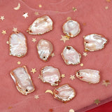 6Pcs 14K Gold Filled Colorful Baroque Pearl Charms for DIY Jewelry Making