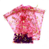 Rose Red Heart Gift Bags 50pcs - Jewelry/Wedding/Christmas/Birthday Yarn Bag