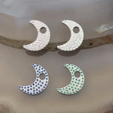 New Moon Zircon Pendant Set, 15*20mm, 10pcs/lot, Jewelry Accessories