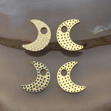 New Moon Zircon Pendant Set, 15*20mm, 10pcs/lot, Jewelry Accessories