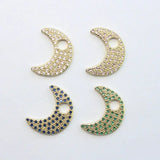 New Moon Zircon Pendant Set, 15*20mm, 10pcs/lot, Jewelry Accessories