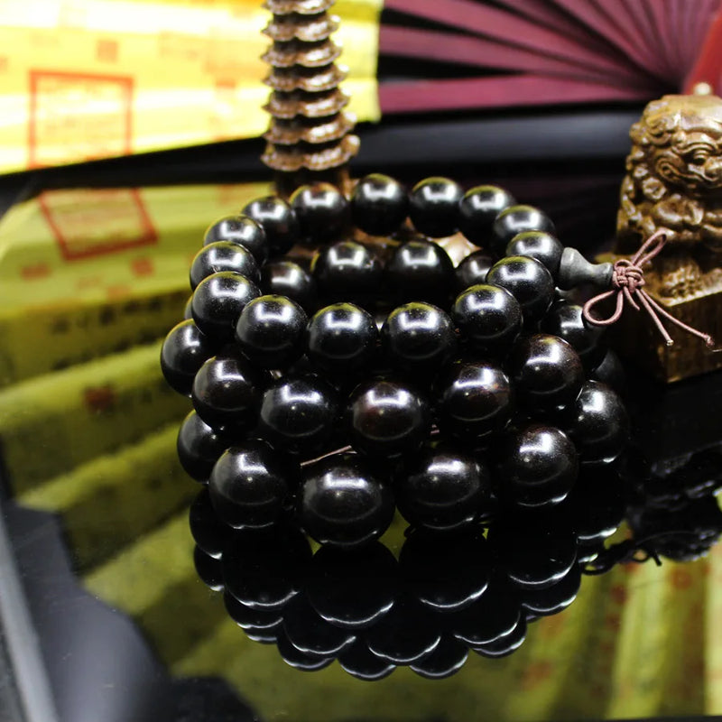 Ebony Wood Bead Men's Bracelet African Buddha Jewelry Gift