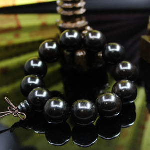 Ebony Wood Bead Men's Bracelet African Buddha Jewelry Gift