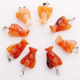 Natural Stone Angel Pendants Rose Quartz Tiger's Eye Charms Pendant