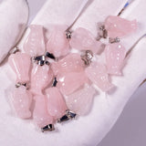 Natural Stone Angel Pendants Rose Quartz Tiger's Eye Charms Pendant
