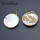 Natural Shell Life Tree Charms Pendant for Jewelry Making