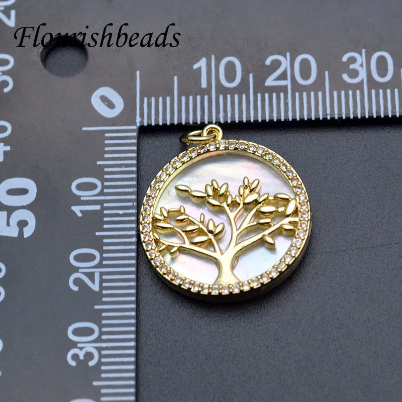 Natural Shell Life Tree Charms Pendant for Jewelry Making