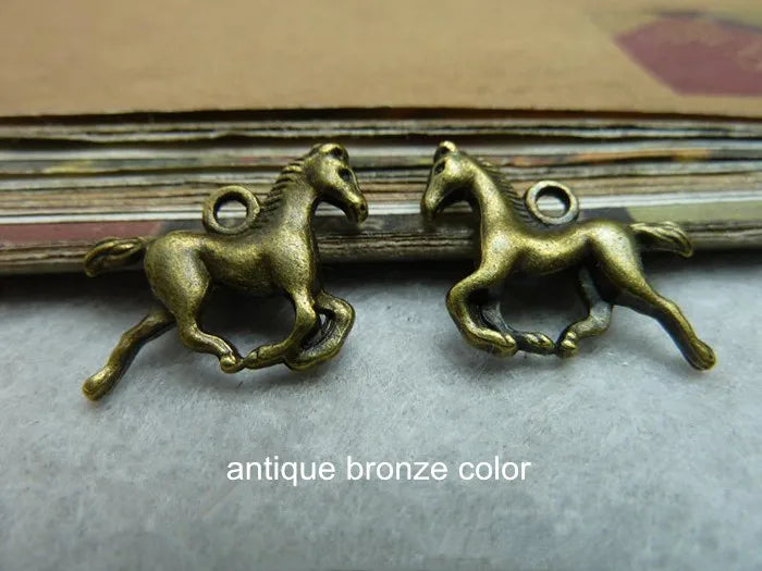 15*20mm Running Horse Charm Pendant 3D Vintage Bronze Plated Metal Alloy